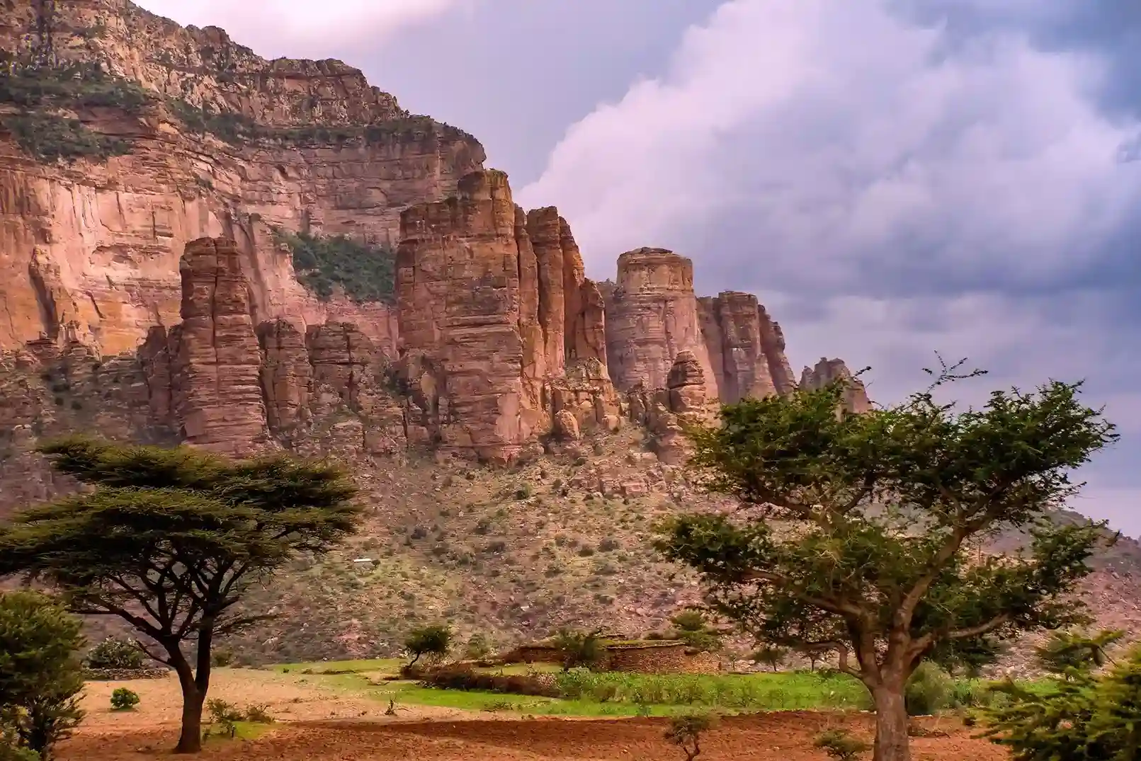 Red sandstone cliffs of the Agame Mountains near Adigrat, Tigray, Ethiopia