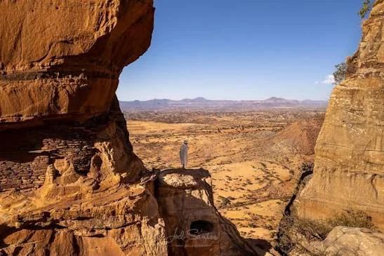 A towering rock pinnacle rising from the Gheralta mountains, Tigray, Ethiopia