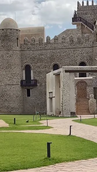 A stone archway along the castle walls of Gondar, Ethiopia