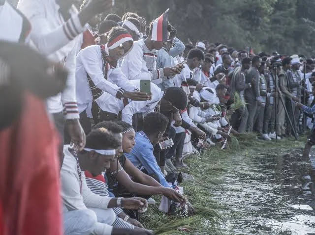 Irreecha Oromo thanksgiving festival at Lake Hora, Bishoftu Ethiopia
