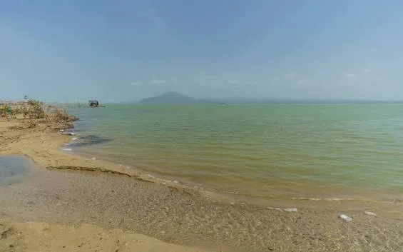 Lake Afrera salt lake in the Afar region of Ethiopia